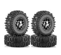Ujjdwiurgh 4 Pièces 63 mm 1,0 Pouce en Métal Beadlock Roue Pneu Ensemble pour 1/18 1/24 RC Crawler Voiture TRX4M SCX24 AX24 FCX24 Pièces de Mise à Niveau Noir