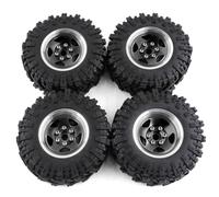 Ujjdwiurgh 4 Pièces 98 mm en Métal 1,9 Pouces Beadlock Jante de Roue en Caoutchouc Ensemble de Pneus pour 1/10 RC Crawler Car TRX4 D90 pour SCX10 II III Noir