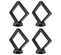 Ujjdwiurgh 4 PièCes de DéFi Porte-Monnaie Cadre Flottant 3D avec Support BoîTe à Anti-Ternissement Vitrine de PièCes de Monnaie Noir