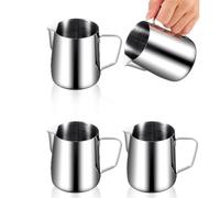 Ujjdwiurgh 4 Pièces de Pichet à Mousser le Lait en Acier Inoxydable 304 Argenté 12 Oz Tasse à Mousser le Lait Tasse à Vapeur de Lait