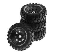 Ujjdwiurgh 4 Pièces de Pneu en Caoutchouc de Jante de Roue en Métal de 1,9 Pouces pour 1/10 RC Crawler TRX4 SCX10 D90 4103 90046 FR4 FMS NT4-Pièces Noires