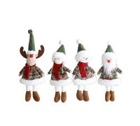 Ujjdwiurgh 4 Pièces Décoration de Noël Poupée en Tissu Petite Figurine Pendentif en Peluche Père Noël Bonhomme de Neige Décorations d'arbre de Noël