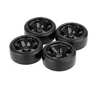 Ujjdwiurgh 4 PièCes Drift Car Tire Roue Jante Dur Roue Pneu pour 1/10 Drifting RC Car Noir