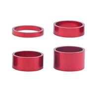 Ujjdwiurgh 4 PièCes/Ensemble 5/10/15/20 mm en Alliage D'Aluminium Casque Entretoise Tige Entretoise 28,6 mm Capuchon de Rondelle de Fourche pour VéLo de Route VéLo, Rouge