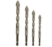 Ujjdwiurgh 4 Pièces Forets Excentriques à Quatre Cannelures en Dents de Scie, Forets Excentriques à Tête Inclinée Haute Dureté, 6 mm + 8 mm + 10 mm + 12 mm