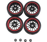 Ujjdwiurgh 4 Pièces Jantes Hexagonales de 12 mm et Pneus en Caoutchouc de Diamètre Extérieur de 2,59 Pouces pour Pièces de Rechange de Voiture de Tourisme sur Route RC 1/10, Accessoires F