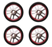 Ujjdwiurgh 4 PièCes SéRies Pneus et Roues de Voiture RC pour K969 K989 K999 P929 Iw04M Iw02 Rm02 Rm03 Dgawd Mini-Z RC 1/28 PièCes de Voiture, Rouge