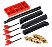 Ujjdwiurgh 4 Porte-Outils de Tour de 12mm, Barre D'Alésage DCMT 10pcs 0702, Insert en Carbure, Poignée et Clé pour Outil de Tour