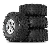 Ujjdwiurgh 4 Roues en Métal de 1,9 Pouces avec Pneus de 118 mm de Diamètre Extérieur pour SCX10 D90 Wraith 1/10 RC Climbing Crawler Car Parts Argent