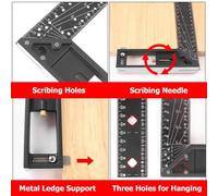 Ujjdwiurgh 40CM Règle D'Angle Droit de Marquage de Précision 45/90 Degrés Trou Règle D'Angle de Marquage Industriel Jauge D'Angle de Marquage pour Menuiserie