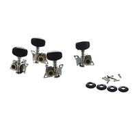 Ujjdwiurgh 4Pcs Ukulele Guitare et 4 Cordes de Guitare accordage Pinces Mecaniques 2R et 2L, Vis de incluses-Argent et Noir