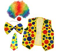Ujjdwiurgh 5 Pack Clown Costume Set Clown Perruque Nez Gilet pour Cheer Halloween Cosplay FêTes Carnavals Dress Up