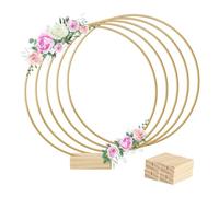 Ujjdwiurgh 5 Pièces 8 Pouces en Métal Anneau Floral Pièce Maîtresse Bandes 5 Supports en Bois pour la Décoration de Table Bricolage Décoratif Tenture Murale
