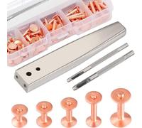 Ujjdwiurgh 50 Ensembles de Rivets en Cuivre, Divers Kits de Rivets en Cuir pour la Réparation et la Décoration de Ceintures, à Main, Portefeuilles, Colliers, Vêtements