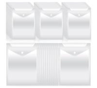 Ujjdwiurgh 50 Enveloppes en Plastique Transparent avec Tampon à Bouton-Pression et Pochettes de Rangement pour L'École, le Bureau à Domicile, 7,08 X 9,44 Pouces