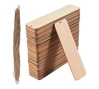 Ujjdwiurgh 50 PCS Marque-Pages Vierges en Bois Marque-Pages en Bois Non ÉTiquette Suspendue avec Trous et Cordes Projets D'Artisanat de Bricolage
