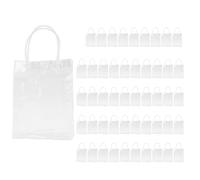 Ujjdwiurgh 50 Pièces Cadeaux en PVC Transparent avec Poignées Fourre-Tout en Film Plastique Réutilisables Sac à Provisions Transparent pour la Fête de Noël