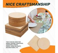 Ujjdwiurgh 50 PièCes Tranches de Bois Pouces PièCes de Bois Non Finies CarréEs et Rondes en Bois pour Bricolage Caboteur Arts Peinture Teinture Artisanat
