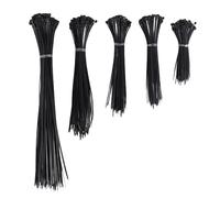 Ujjdwiurgh 500 PièCes SéRies Attaches de Câble Attaches à Fermeture éClair RéSistantes Noires 2,5 X 100 Mm, 2,5 X 150 Mm, 2,5 X 160 Mm, 2,5 X 200 Mm, 2,5 X 300 Mm