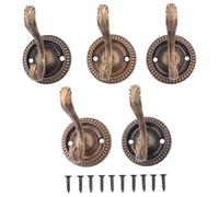 Ujjdwiurgh 5pcs Cintre Crochets de porte antiques Cintre de salle de bain vintage Crochet en alliage de zinc pour porte-cles sac chapeau manteau Crochets muraux avec vis 5,4 cm, Vis de crochet mural