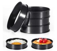 Ujjdwiurgh 6 Pièces Anneaux à Crumpets, 4 Pouces Doubles Roulés en Acier Inoxydable Rond Gâteau Biscuit Oeuf Hamburger Anneaux Moule pour la Cuisson Cuisson