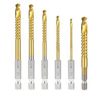 Ujjdwiurgh 6 Pièces de Forets Hélicoïdaux HSS Revêtus de Titane, Foret de Coupe Dentelé à Tige Hexagonale de 3 à 8 Mm, Foret de Scie en Spirale