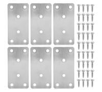 Ujjdwiurgh 6 PièCes Plaques de RéParation Supports de Renfort Droits Support Plat Robuste Plaques de RéParation en Acier Inoxydable pour Meubles en Bois