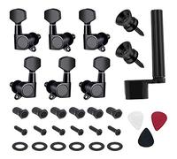 Ujjdwiurgh 6 PièCes pour Cordes Guitare Piquets Touches 3 Gauches 3 Droites Guitare Boutons avec Serrures pour Boutons de Sangles MéDiators et Enrouleur de Cordes pour Guitare (Noir)