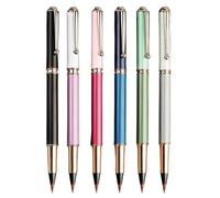 Ujjdwiurgh 6 Pièces Stylos de Lettrage à la Main Stylo à Tige en Métal à Pointe Souple pour les Débutants en Écriture Stylos à Pinceau Chinois