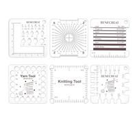 Ujjdwiurgh 6 styles de règles en acrylique, crochet et bobine de fil par pouce - Outil de tricot pour filateurs
