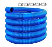 Ujjdwiurgh 6. Tuyau de piscine diamètre 32 mm avec collier de serrage, outil de nettoyage de tuyau de piscine, bleu