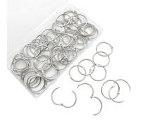 Ujjdwiurgh 60 Anneaux de Reliure à Feuilles Mobiles de 1 Pouce, Anneaux de Reliure en Acier Nickelé, Porte-Clés, Anneaux de Livre en Métal