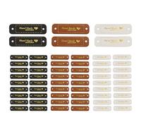 Ujjdwiurgh 60 PièCes éTiquettes en Cuir PU Faites à la Main Simili Cuir à Coudre sur des éTiquettes Accessoires en Tricot D'Embellissement avec des Trous pour L'Artisanat de Bricolage