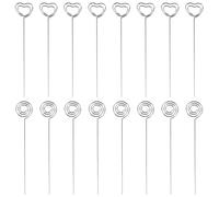 Ujjdwiurgh 60 Pieces Metal Fils Memo Clip Porte-Cartes Porte-Table Numero Clip Photo Stand pour la Fete De Mariage Gateau Decor, Rond et Coeur,