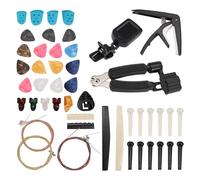 Ujjdwiurgh 65 PièCes SéRies D'Accessoires de Guitare avec Corvdes de Guitare, Accordeur, Capodastre, MéDiators, Support de, MéDiators de Pouce, Broches de Pont