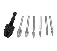 Ujjdwiurgh 7 PièCes MèChes de Sculpture sur Bois, 1/8 Pouces Tige HSS Outil de Forage de Gravure Artisanat Du Bois Accessoires de Meulage avec Mandrin 4486