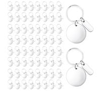 Ujjdwiurgh 72 Pièces Porte-Clés Vierges à Graver en Acier Inoxydable, Étiquettes D'Estampage Rondes à Graver avec Trou