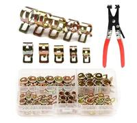 Ujjdwiurgh 75 Colliers de Serrage à Ressort Plaqués Zinc + Collier de Serrage pour Tube à Gorge Droite pour Collier de Serrage à Bande, Kit D'Assortiment de Fixations Métalliques