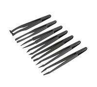 Ujjdwiurgh 7Pcs en Plastique Noir Antistatique à Fond Plat Pincettes D'ExtréMité SupéRieure Ensemble D'Outils à Main