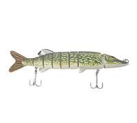 Ujjdwiurgh 8"/20cm 66g Leurre de Peche 8-segement Poissons-appats hamecon Triple Pike Muskie Swimbait pour Les pecheurs(Armee Verte)