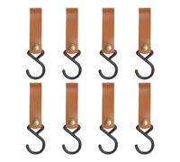 Ujjdwiurgh 8 Crochets en S en Cuir Crochet en Cuir Crochets en Forme de S Crochet à Manteau pour Suspendre, Crochet de Camping Crochets de Suspension (Marron)