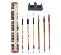 Ujjdwiurgh 8 Pièces Pinceaux de Calligraphie Chinoise Pinceaux Aquarelle Peinture Pinceau D'Écriture Porte-Pinceau pour Débutant