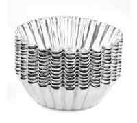 Ujjdwiurgh 80 Pièces en Aluminium Ton Argent Moule à Aux Œufs Fabricants de Moules Cupcake Gâteau Moule à Moule Doublé Outil de Cuisson en Étain