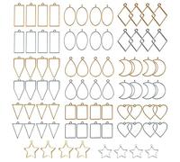 Ujjdwiurgh 80 PièCes SéRies Assortiment de Lunette en MéTal Ouvert pour Boucles d'oreilles et Colliers à Breloques à Cadre Pressé en RéSine (Or et Argent)