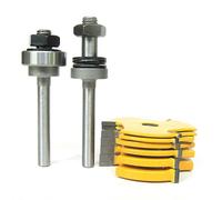 Ujjdwiurgh 8pc 1/4 pouce fente d jarret, Assemblee 6 fraises et 2 axes Routeur Bit Set