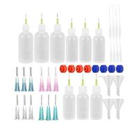 Ujjdwiurgh 9 Flacons Applicateurs de Colle, Flacons Compte-Gouttes Compressibles de 30 Ml, 50 Ml et 100 Ml avec 20 Embouts D'Aiguille Émoussés, 8 Bouchons et 4 Entonnoirs
