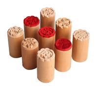 Ujjdwiurgh 9 PCS Timbres de Gâteau de Lune en Bois Timbres de Gâteau de Lune Chinois Traditionnel Manuel Rond en Bois