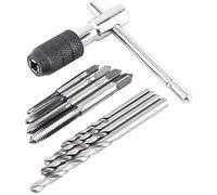 Ujjdwiurgh 9 PièCes Ajustable Porte-Taraud à Cliquet à PoignéE en T Ensemble D'Outils pour CléS avec M3-M6 Filetage de Vis Prise MéTrique et 2,5-5,0 Mm Foret HéLicoïDal