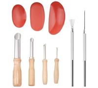 Ujjdwiurgh 9 Pièces Outils de Sculpture en Argile Manche en Bois Kit D'Outils de Sculpture de Poterie Outils de Coupe d'argile de Poterie Faciles à Utiliser