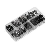 Ujjdwiurgh 90 Jeux de Vis Chicago Kit, 6 Tailles de Rivets à Vis en Métal Chicago Vis de Reliure pour Bricolage Réparation Cuir Artisanat Ceinture Noir-Gris